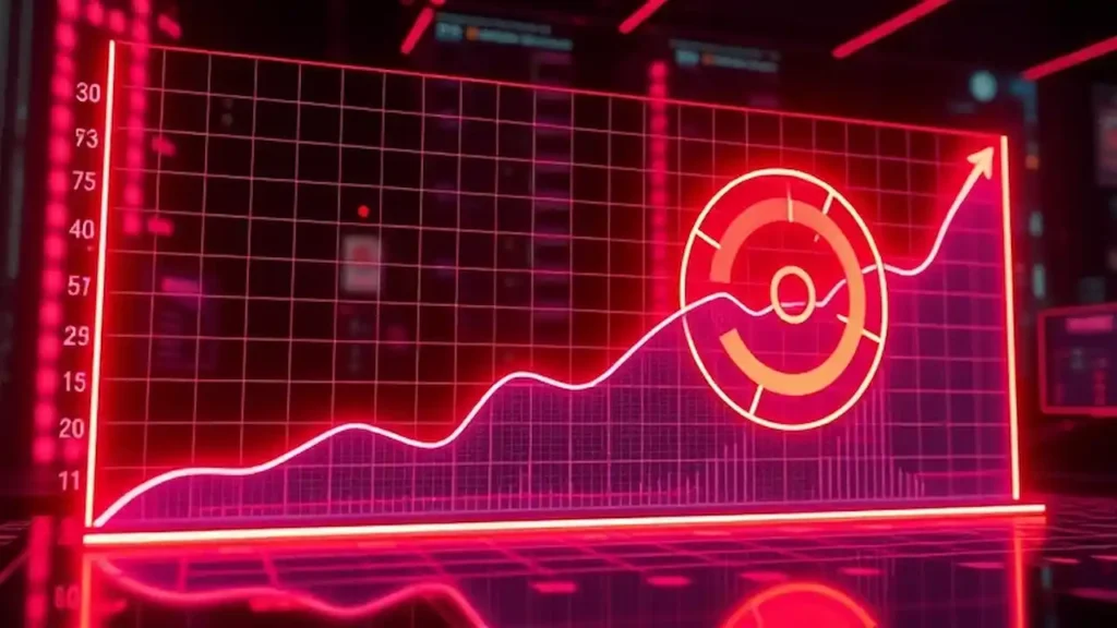 A graph showing savings growth over time with a clear target.
